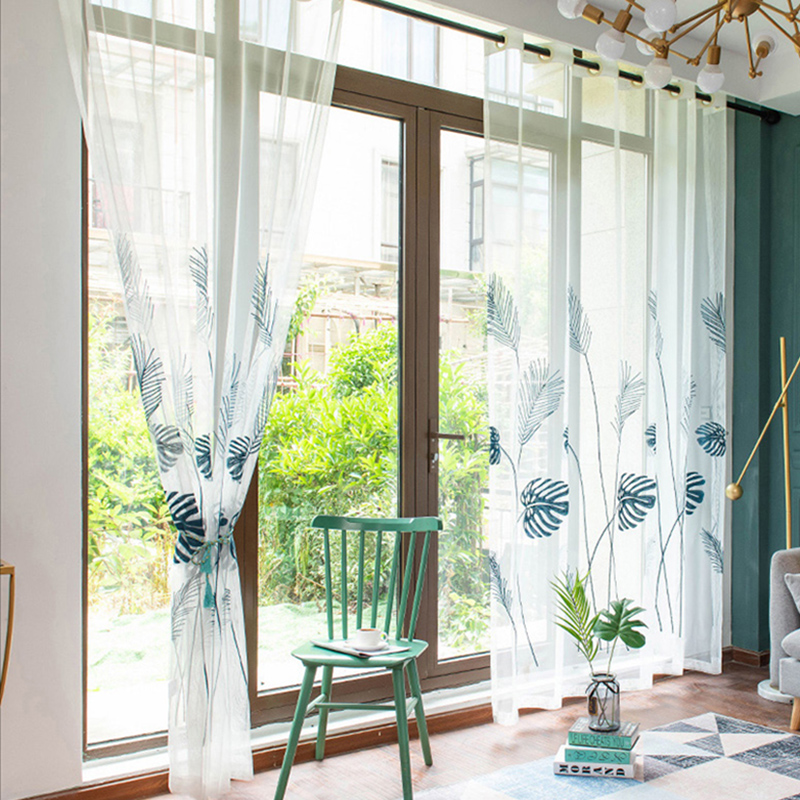 Nordic simple 2020 new curtain white sand light-proof mosquito screen balcony screen living room bedroom bay window partition screen