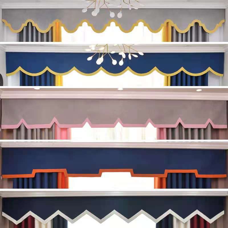 Modern minimalist bedroom bay window balcony double-layer Velcro self-adhesive self-adhesive full blackout blocking light curtain head brow finished product