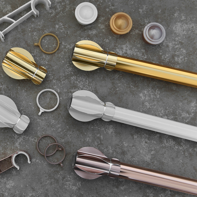 Silent Roman Rod Orbital Aluminum Alloy Nano Silenced Thickening Window Curtain Rod Double Rail Bracket Single Pole Double-Lever