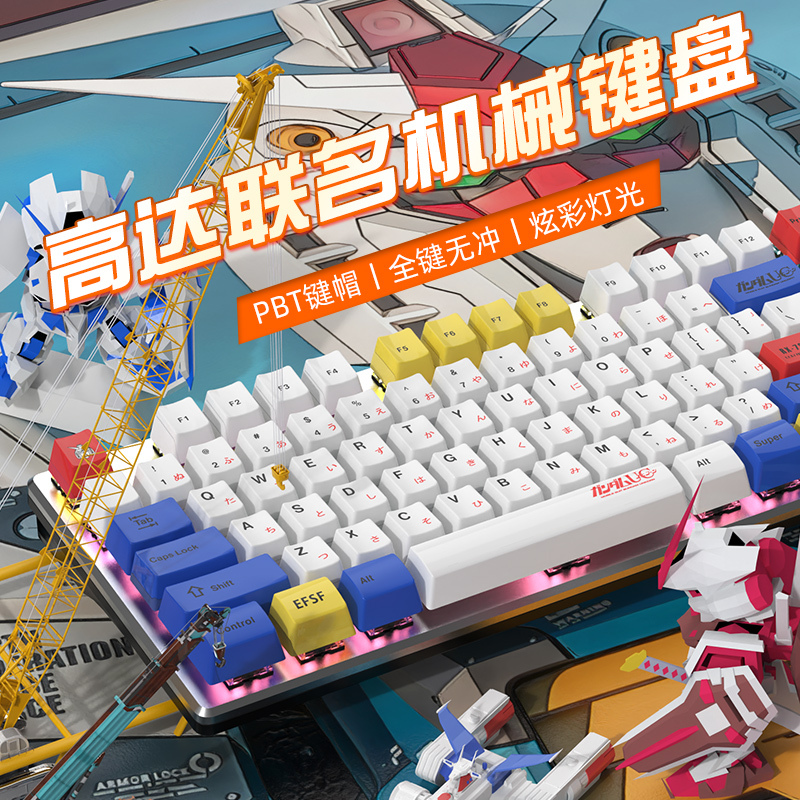 Wolf Road Themed Mechanical Keyboard Gundam Collaboration Model E-Sports Gaming Computer Notebook Blue Switch Red Switch Black Switch Wired