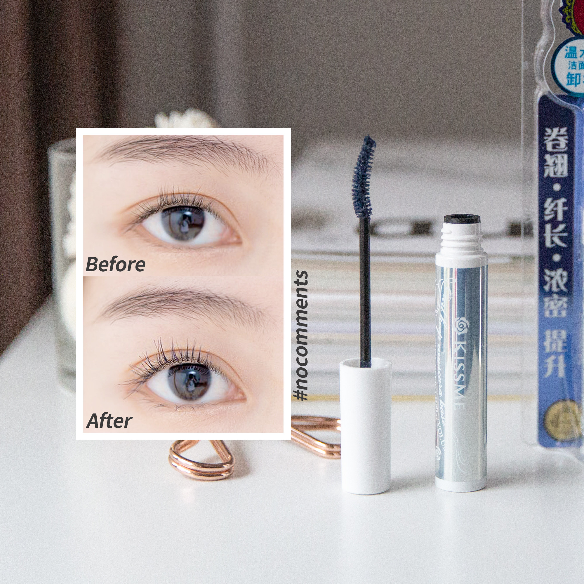 A bit powerful KISSME blue eyelashes primer mascara kiss me slender and curly