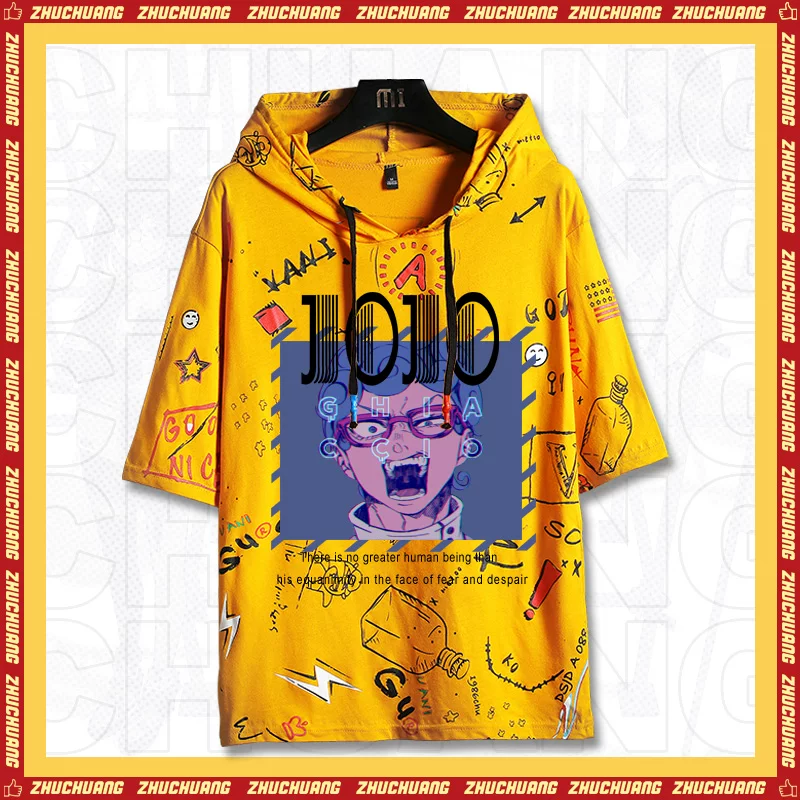 Кроссовер Jojo's wonderful adventure joint co-branded Joe Qiao Super Baby Anime двухмернаяanor hooded crow короткий рукав футболка мужская и женская JS