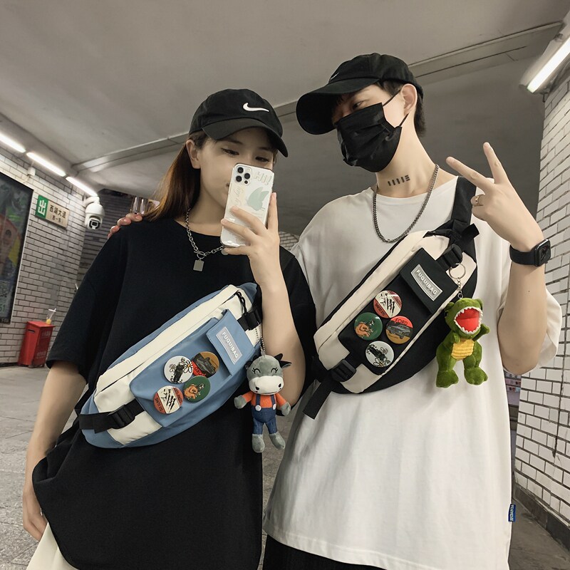 Chest bag men's ins tide brand sports student shoulder bag all-match boy's waist bag fashion small bag female messenger bag