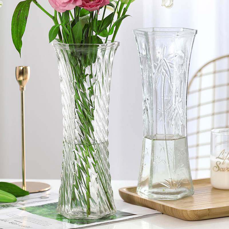 (two sets) special glass vase transparent water raising rich and expensive bamboo vase living room home flower arrangement bottle swing piece-Taobao