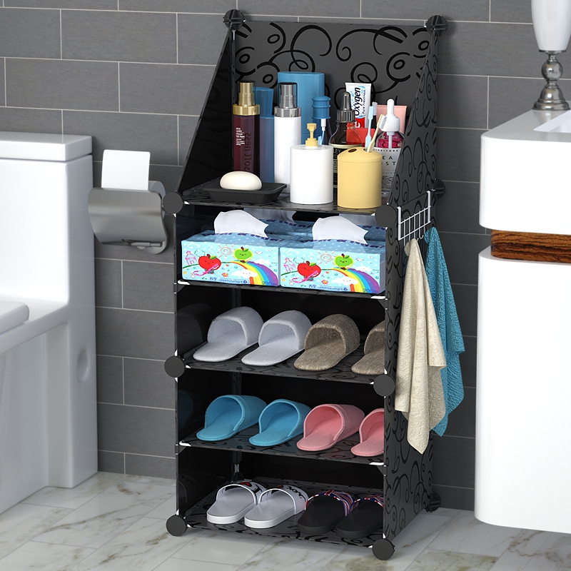 Bathroom Release Slippers Rack Free of perforated Bathrooms Floor Multilayer Placing of Viner Makeup Room Shoes containing shelves
