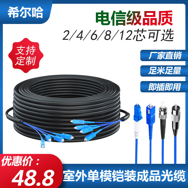 Outdoor Finished Armored Optical Cable 2-Core 4-Core 6-Core 8-Core 12-Core Frame Air-Free Fusion-Free Outdoor Fiber Optic Cable Network Cable Sc/Lc/Fc/St Four-Core Single-Mode Fiber Jumper Outdoor Finished Armored Optical Cable 2-Core 4-Core 6-Core 8-Core 12-Core Frame Air-Free Fusion-Free Outdoor Fiber Optic Cable Network Cable Sc/Lc/Fc/St Four-Core Single-Mode Fiber Jumper