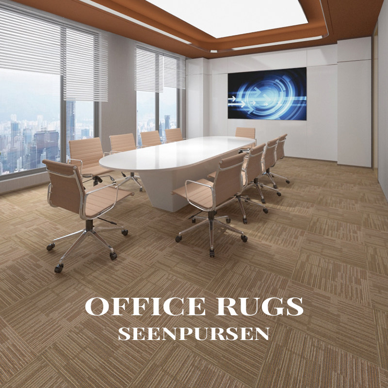 Square Office Carpet Cement Ground Large Area Engineering Office Full of splicing polypropylene PVC plastic laying carpets