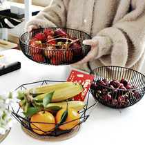 Iron fruit basket modern creative living room fruit plate tea table home Nordic Grid Net red dried fruit plate snack plate