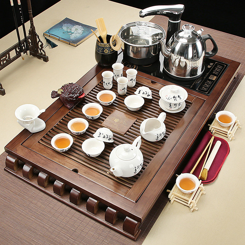 Wuxin drinking tea tea set set home living room Kung Fu solid wood tea tray large tea table tea sea tea tray all-in-one set