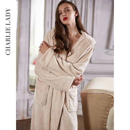 Демисезонный фланелевый банный халат, длинная коралловая толстовка с капюшоном, бархатная пижама, большой размер, оверсайз, увеличенная толщина