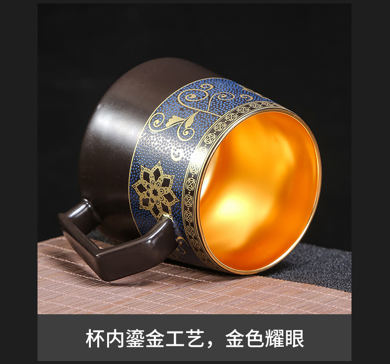 The Custom logo ceramic tea cup of blue and white porcelain cup with cover office separation tea keller cup men 's and' s cup