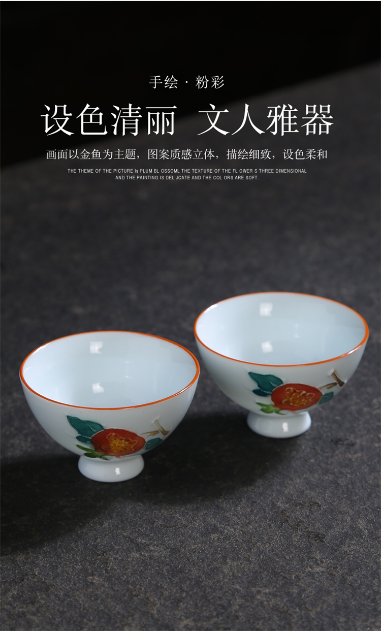 Gold hand - made teacup kung fu tea cup single glass ceramic cups and only the owner of the blue and white porcelain cup single sample tea cup