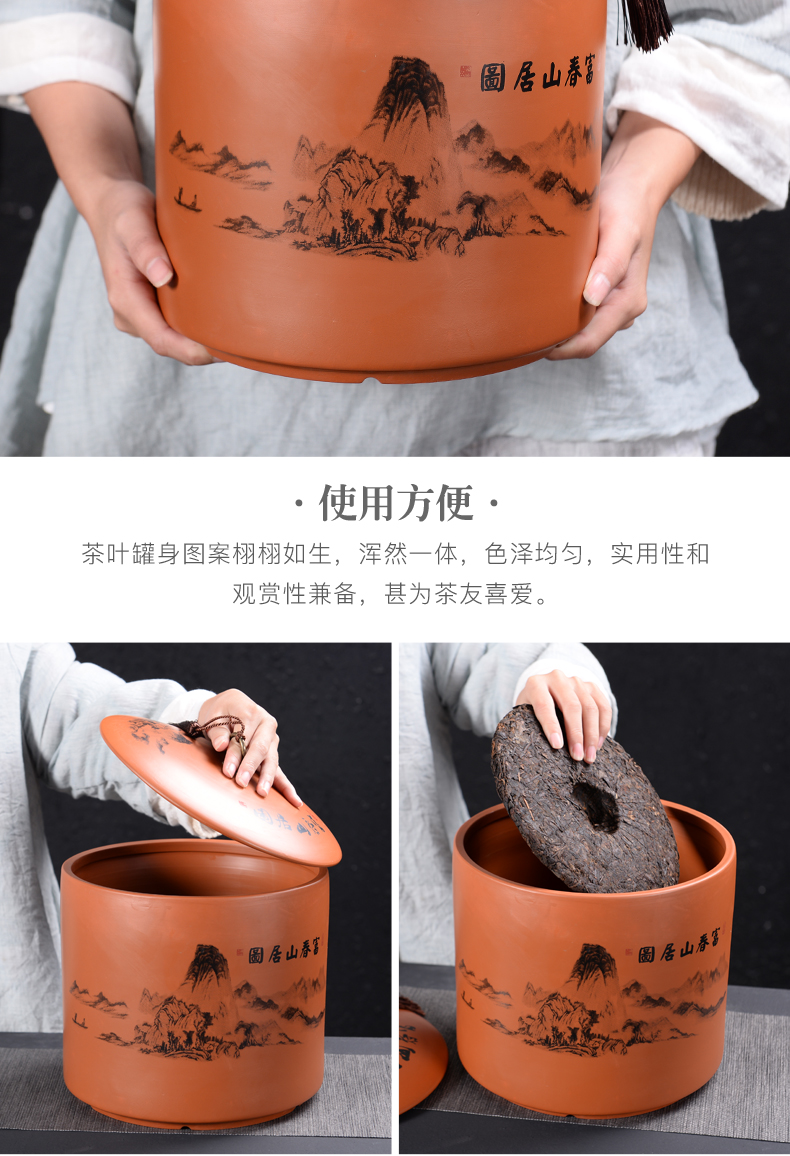 Coarse pottery violet arenaceous caddy fixings small ceramic pot receives tea caddy fixings tea packaging household kung fu tea accessories
