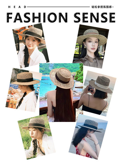 Natural Saltwater Straw Hat for Women, Summer Beach Vacation Hat, Hollow Sun Hat, High-End Straw Hat, Sun Protection Hat