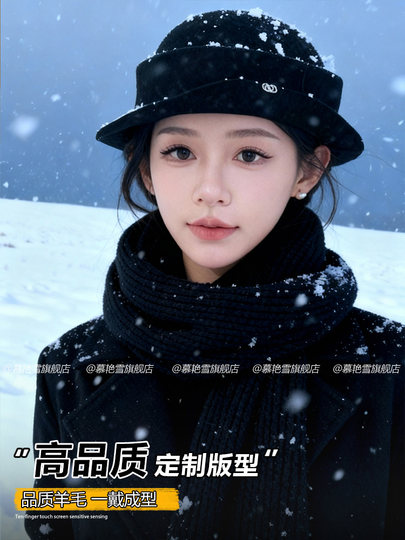 Hepburn-Style Wool Hat for Women 2025 New Winter Rolled-Edge Fisherman Hat Fashionable International Style Hat Beret