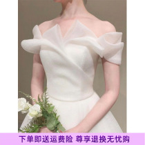 Straight Shoulder Method Light Wedding Dress 2023 New Sensuo Light Yarn Dresses Retro Little Guy Gown Gown Gown