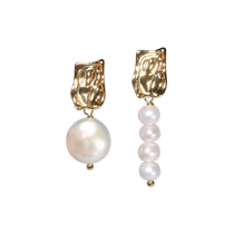 Idokawa Baroque Ear Nails Irregular Small Crowd Design Sensation Asymmetric Freshwater Pearl Earrings