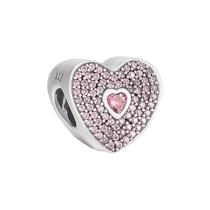 (Self-operated) PANDORA Pandora bracelet beaded heart-shaped pink full of diamonds 791555CZS