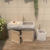 Marble Laundry Pool Garden Outdoor Operating Table Stone Pool Villa Courtyard Whole Stone Integrated Wash Basin