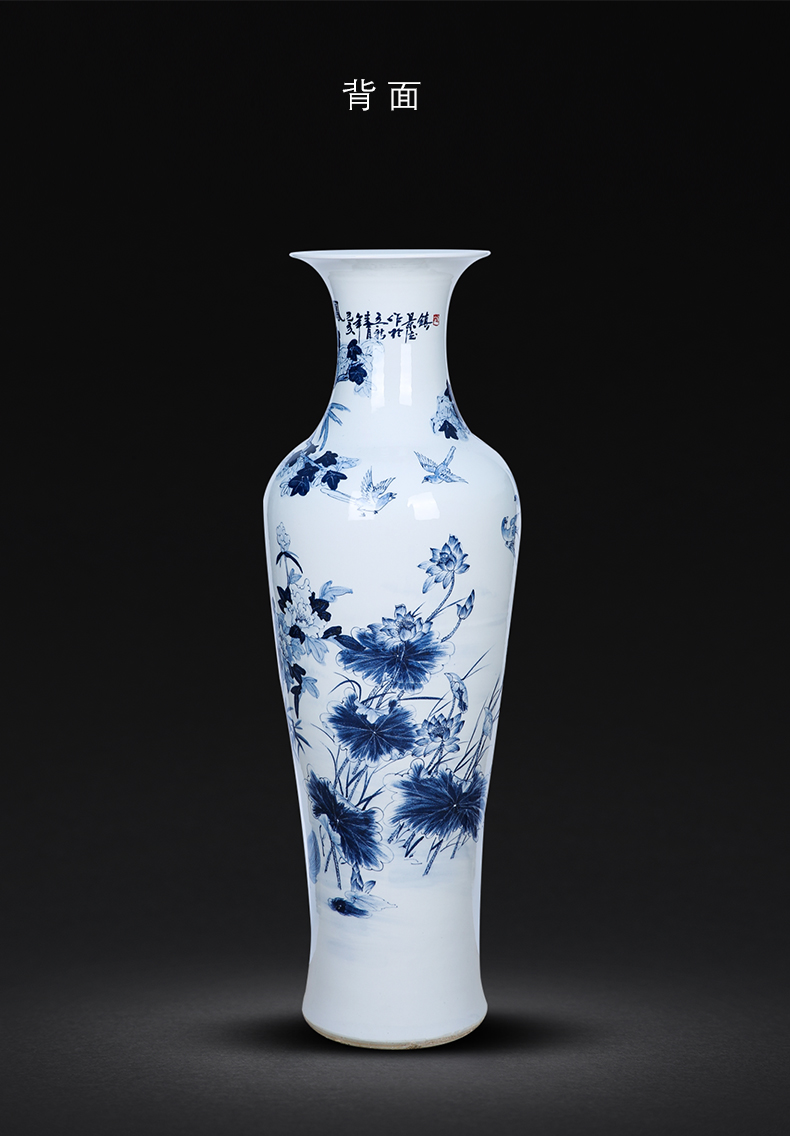 Landing a large vase hand - made porcelain of jingdezhen ceramics longfeng sitting room decoration to the hotel lobby furnishing articles of feng shui