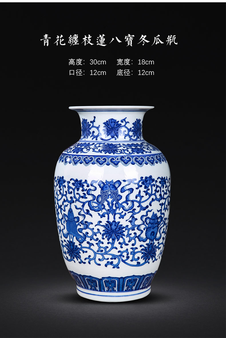 Leon porcelain jingdezhen ceramics antique blue and white porcelain vases, the sitting room TV ark place, Chinese style household decorations