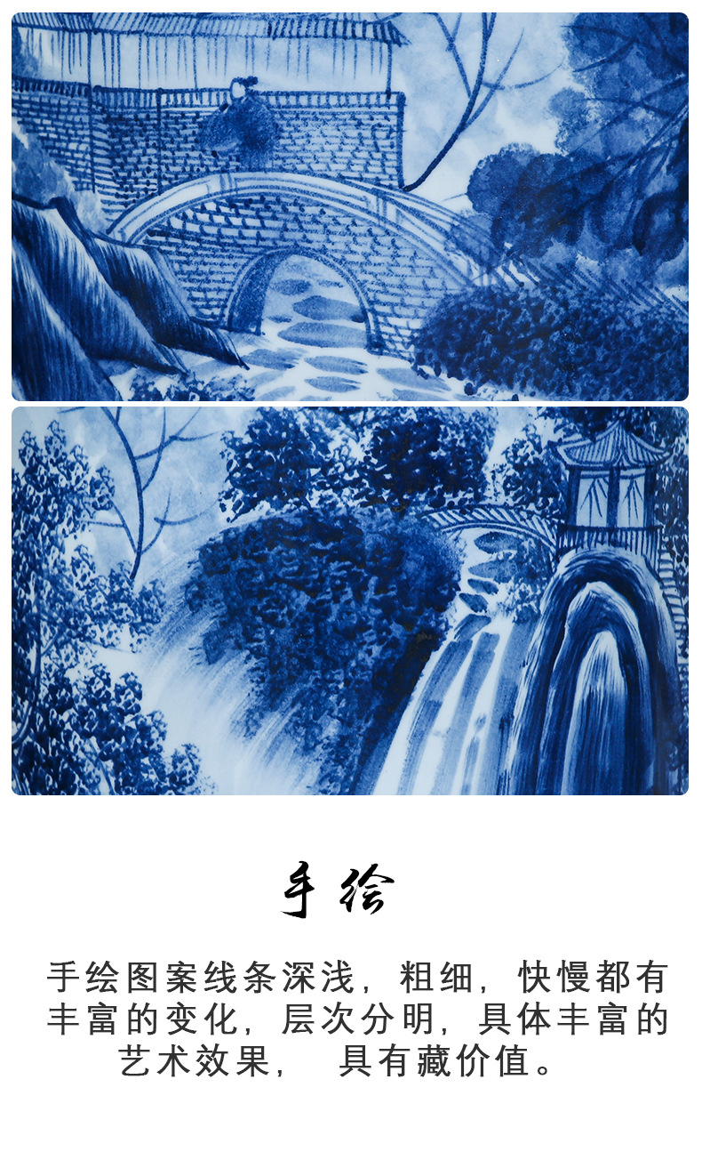 Jingdezhen ceramic hand - made porcelain blue ink in the bright future of large sitting room adornment big vase hotel furnishing articles
