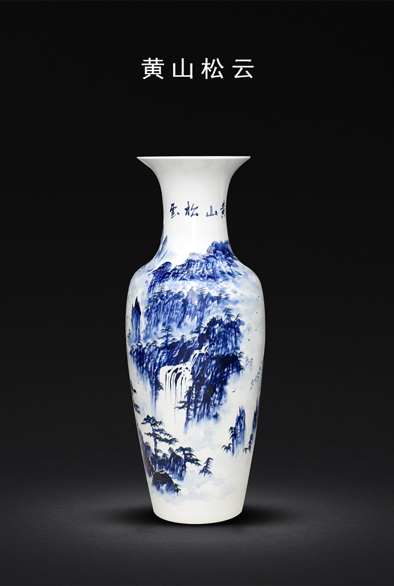 Hand - made scenery landing a large vase of blue and white porcelain of jingdezhen ceramics high home furnishing articles furnishing articles sitting room hotel