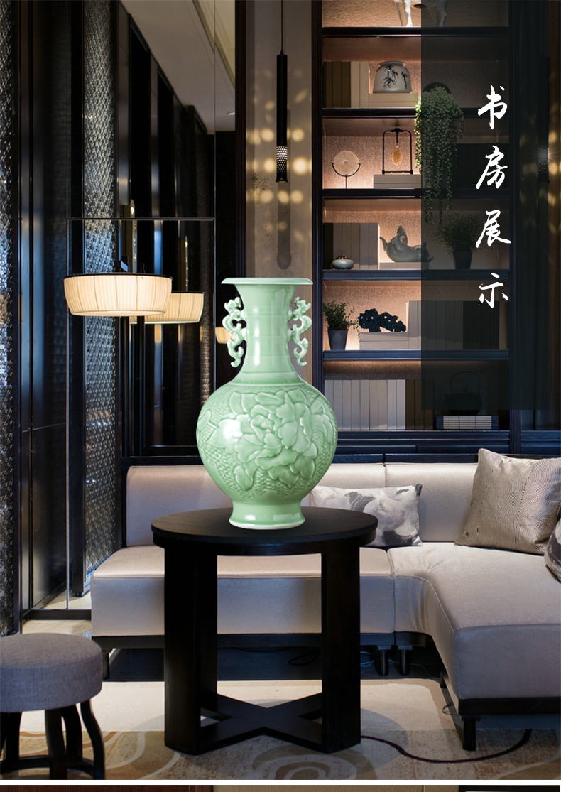 Jingdezhen ceramics archaize carving shadow blue bottle furnishing articles household act the role ofing is tasted, the sitting room porch TV ark, flower arrangement