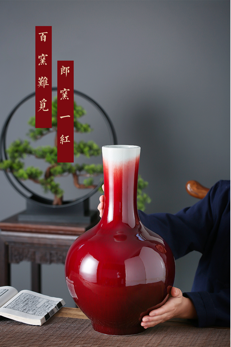 Jingdezhen ceramics glaze color ruby red tree vase decoration furnishing articles home sitting room hotel opening gifts