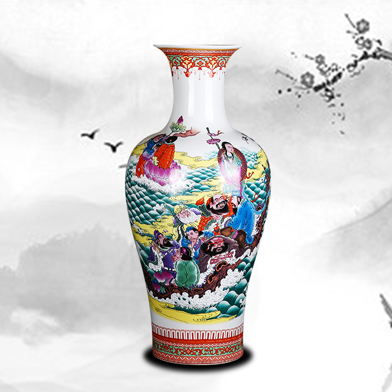 Jingdezhen ceramics archaize large vases, flower arrangement home furnishing articles rich ancient frame large ensemble feng shui living room