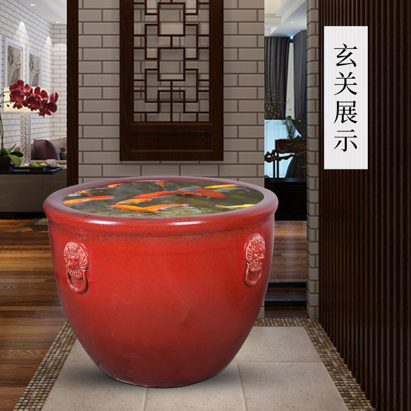 Ceramic VAT plant trees flower pot home is suing yellow fish bowl lotus lotus goldfish tank king old