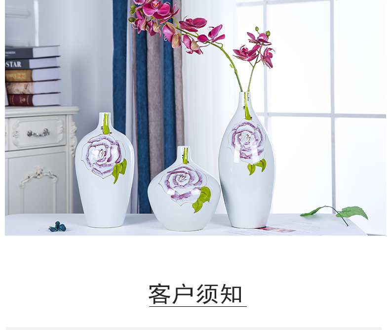 Jingdezhen ceramics of I and contracted three - piece peony vase decoration place to live in the living room table flower arrangement