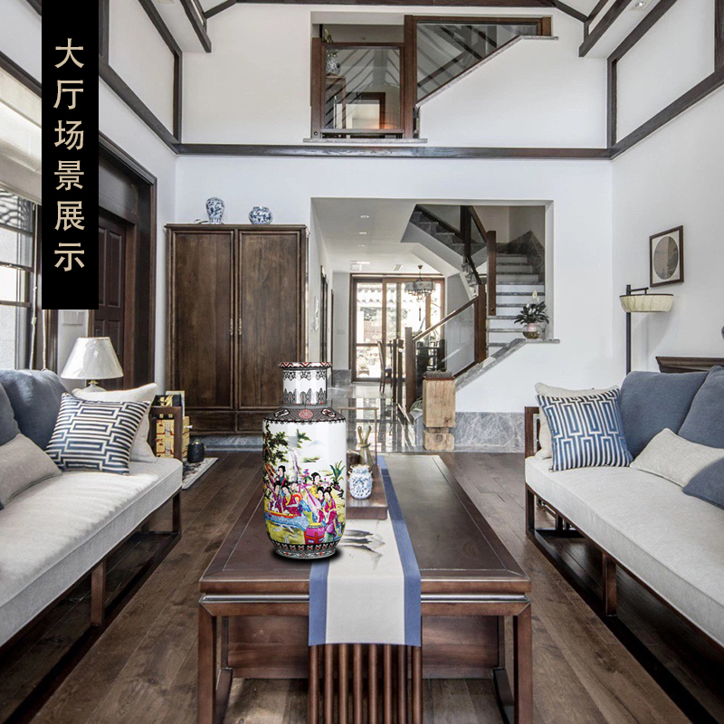 Jingdezhen ceramics archaize floor big vase twelve gold hair pin high dry flower arrangement sitting room furniture furnishing articles ornaments