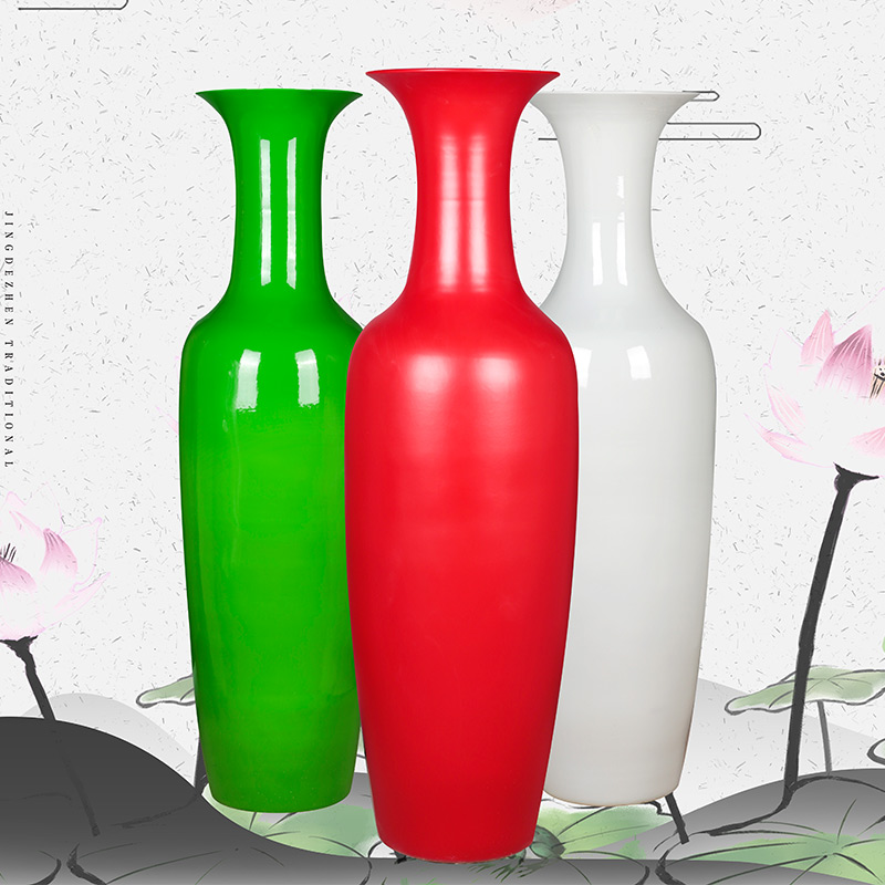 Jingdezhen ceramics customized pure color of large sitting room porch decoration vase of new Chinese style household furnishing articles