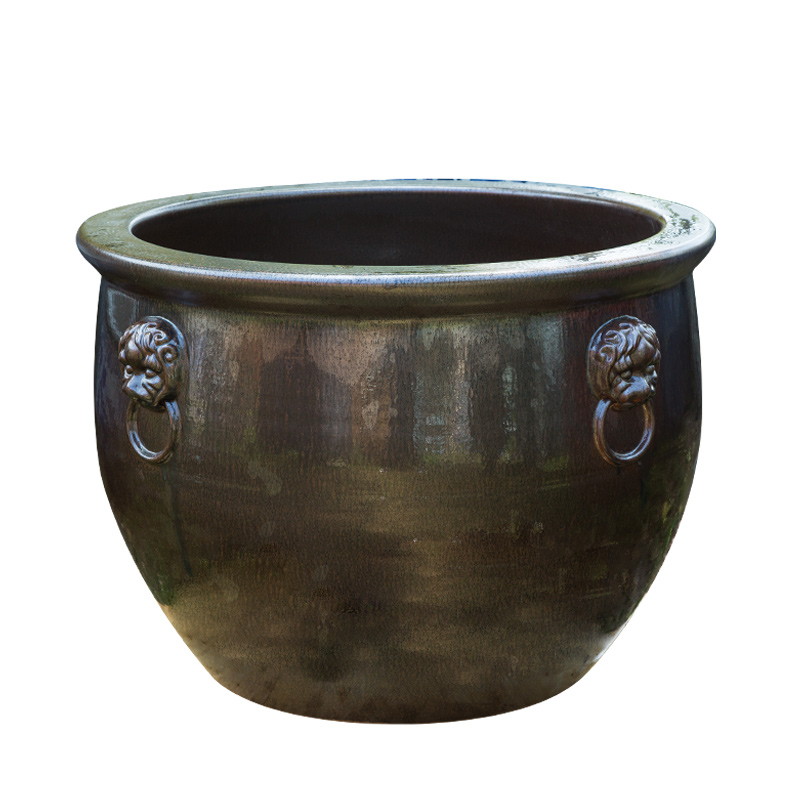 Ceramic VAT plant trees flower pot home is suing yellow fish bowl lotus lotus goldfish tank king old