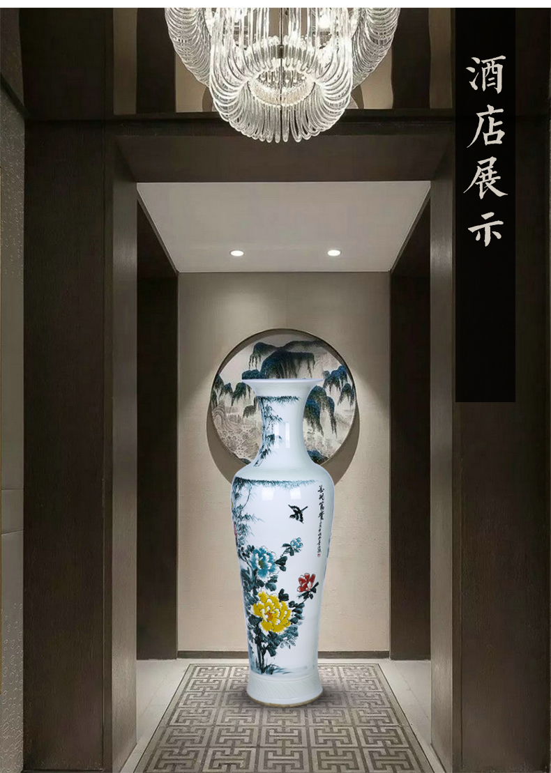 Jingdezhen ceramics large lotus flower vase peony open living room home furnishing articles furnishing articles hotel