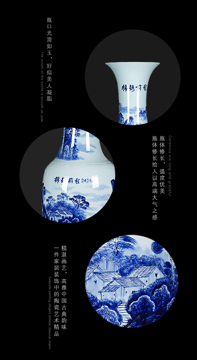 Jingdezhen ceramics fish landing big vase hand - made peony lotus sitting room adornment big furnishing articles hotel opening