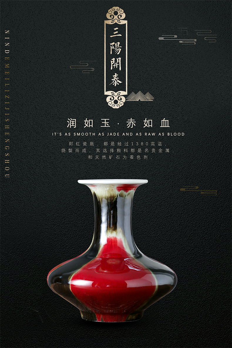 Jingdezhen ceramics three Yang kaitai, antique vase is placed adorn article new Chinese style living room porch flower arranging, gifts