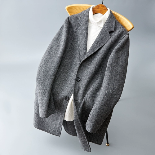 Шерстяное шерстяное пальто, кашемировая длинная двусторонная куртка, длина макси, в корейском стиле, в британском стиле