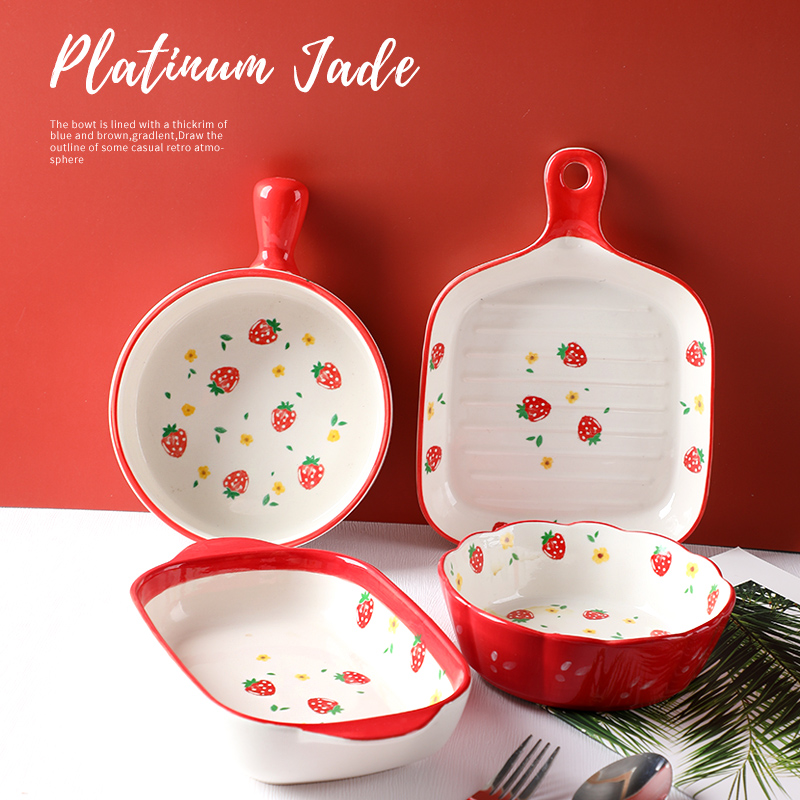 With handles plate express it in Japanese girls heart baking oven tray was special ceramic home baking bowl of my ears