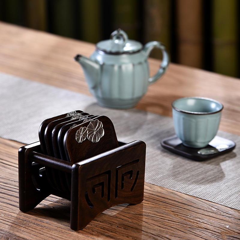 Cup mat kunfu tea Cup insulation pad saucer ebony wood household tea tea accessories of tea saucer