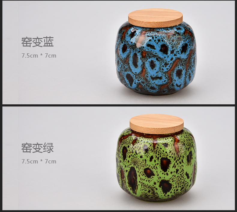 Ceramic painting contracted bamboo caddy fixings cover size seal portable household receives tea tea box storage tank