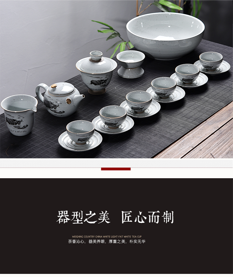 Into this monkey contracted office creative household ceramics kung fu tea tea sets tea tea officer ceramic cups