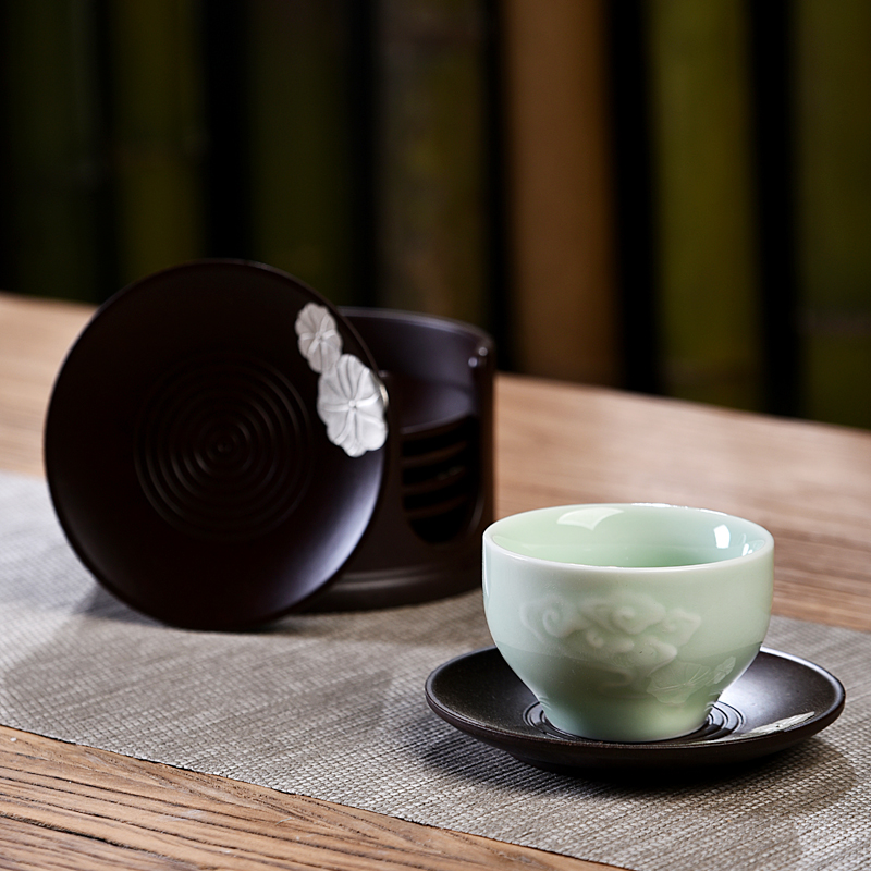 Cup mat kunfu tea Cup insulation pad saucer ebony wood household tea tea accessories of tea saucer