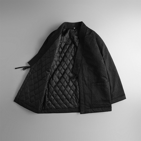 Retro-Python-Muster-Jacquard-Retro-Baumwollmantel für Männer im Winter, neuer chinesischer Stil, chinesischer Stil, Hanfu-Taoist-Robe-Strickjacke und mit Baumwolle verdickte Jacke