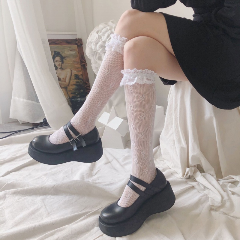 春夏新品少女蕾絲網襪中筒襪奶白蘿莉四葉草花邊短襪小腿過膝兩穿 春夏新品少女蕾絲網襪中筒襪奶白蘿莉四葉草花邊短襪小腿過膝兩穿