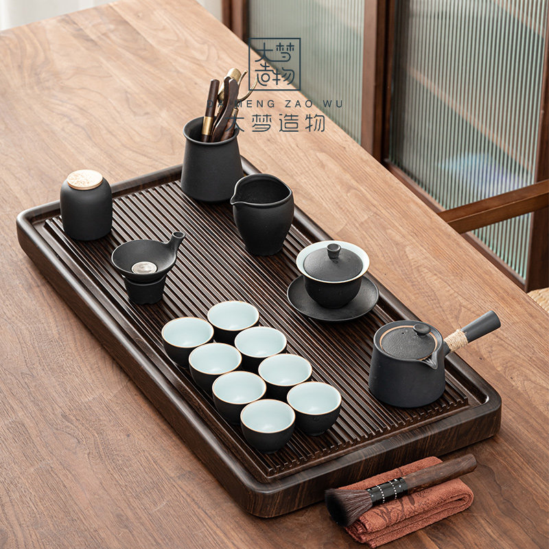 Great Dreamer Black Pottery Kongfu Tea Furniture Set Group Home Chinese Living Room Minima Tea Tray Office Will Guest Small Tea Table