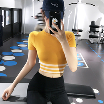 Song station sports short-sleeved women tight sexy running quick-dry shirt fitness T-shirt navel short yoga wear thin model