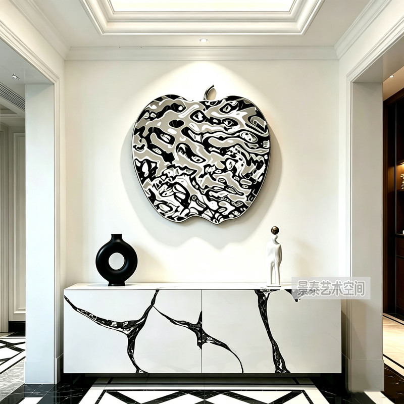 Modern Minimalist Stainless Steel Water Ripple Water Drop Wall Hanging Wall Decoration Art Decorative Mural Villa Installation Painting