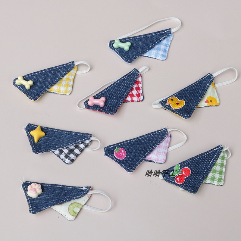 Baby Clothes Bib 10cm Doll Mini Toy Doll Clothes Bib Accessories Retro Plaid Stripes Denim